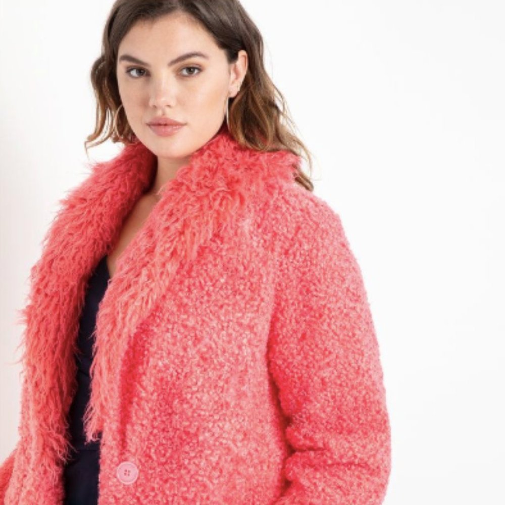 NWT Eloquii Drama Faux Fur Coat 22/24 Pink